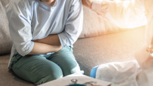 woman talking to her doctor about fibroids.