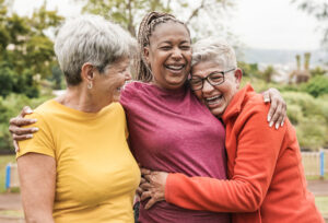 women laughing.