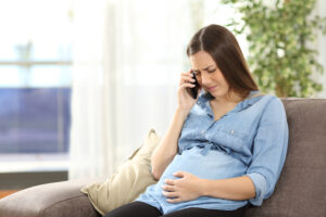 pregnant woman is concerned after some bleeding.